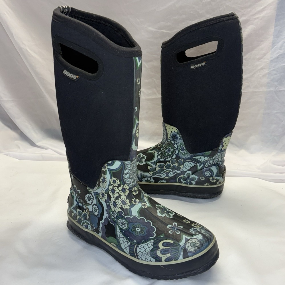 BOGS Classic High Rain Boots Women's US 7 Waterproof Mid-Calf Paisley 52236
